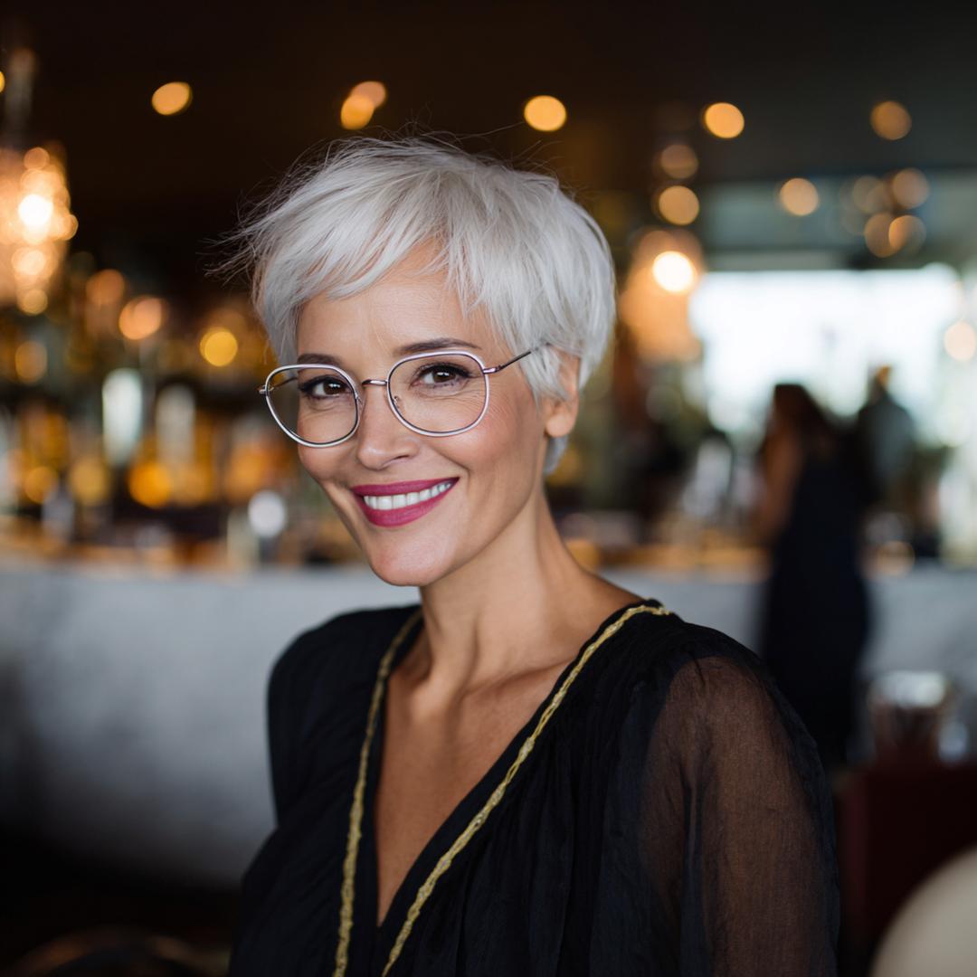 White Textured Pixie Cut