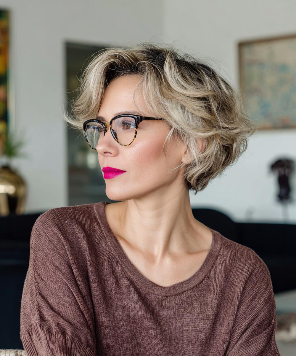Blonde Wavy Short Bob