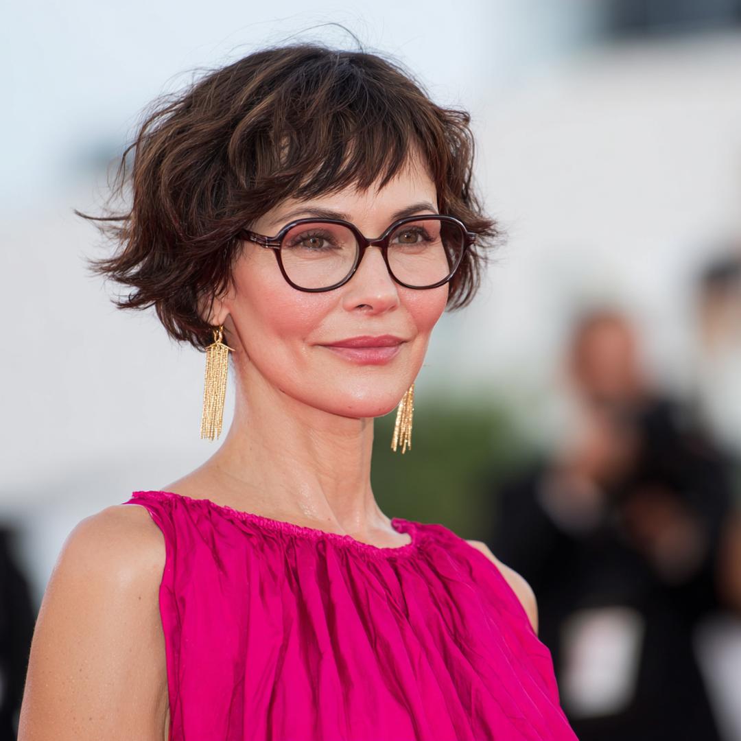 Tousled Brunette Pixie With Bangs