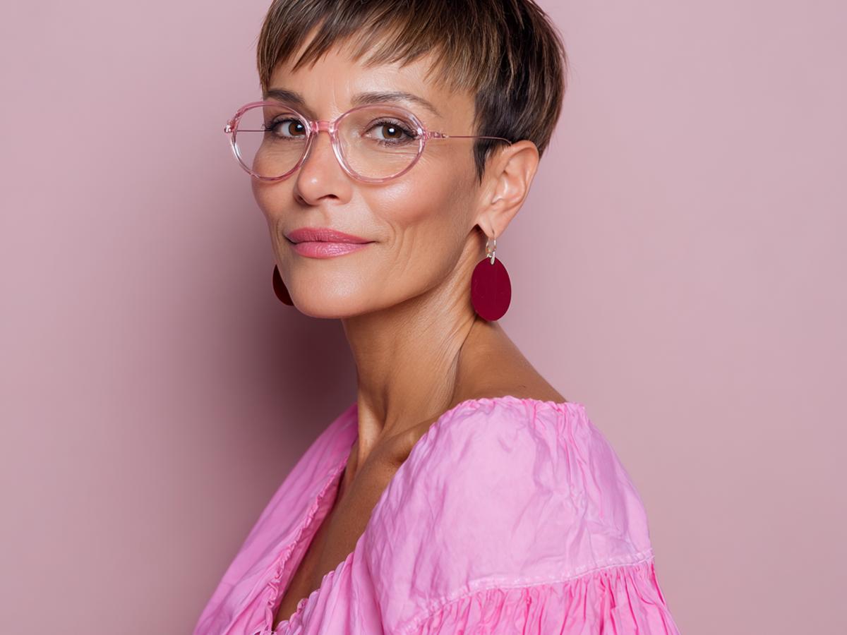 Short Brunette Pixie With Bangs