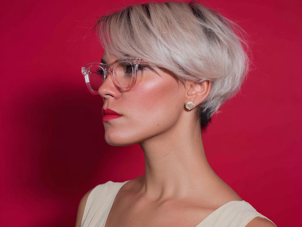 Silver Long Pixie Side Part