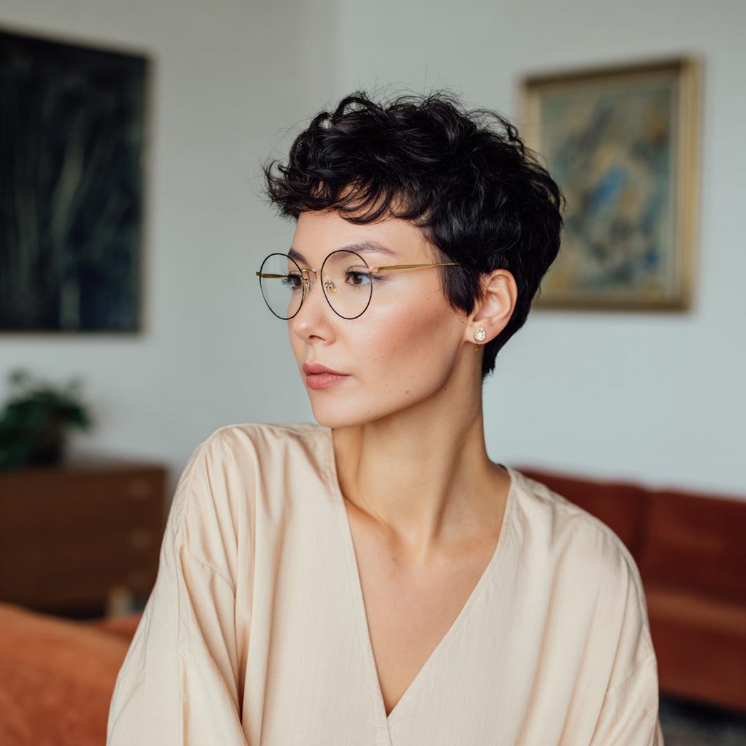 Short Curly Dark Pixie