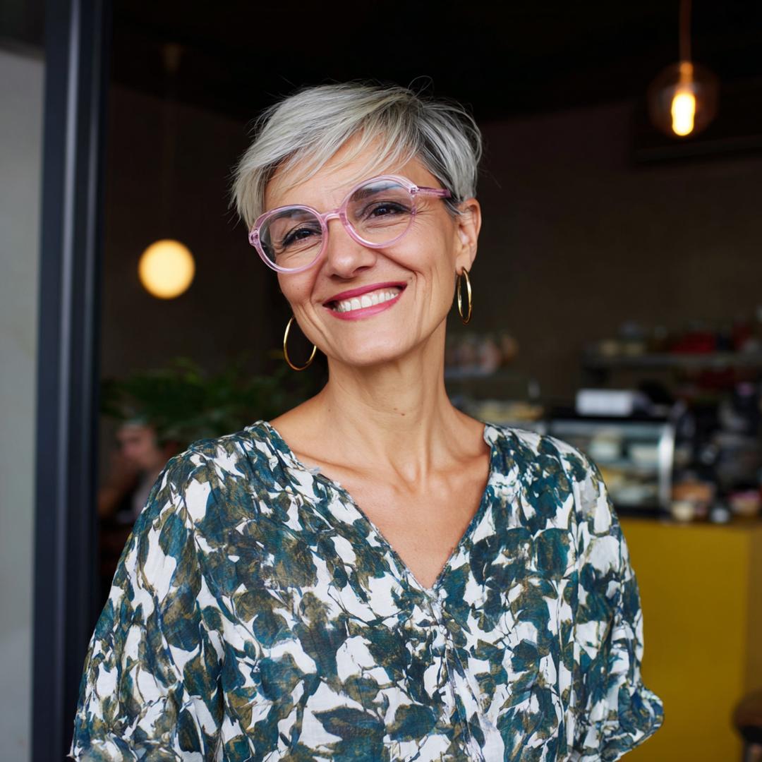 Gray Textured Pixie With Fringe