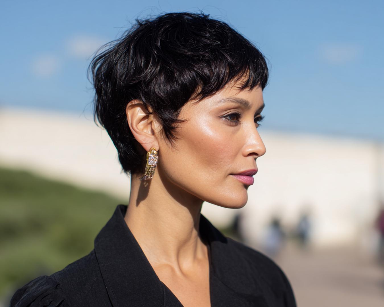 Textured Black Pixie Crop