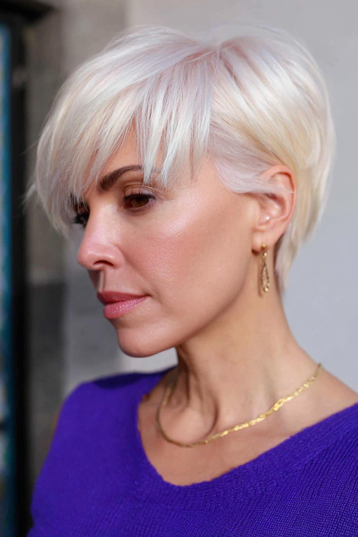 Platinum Side Swept Pixie