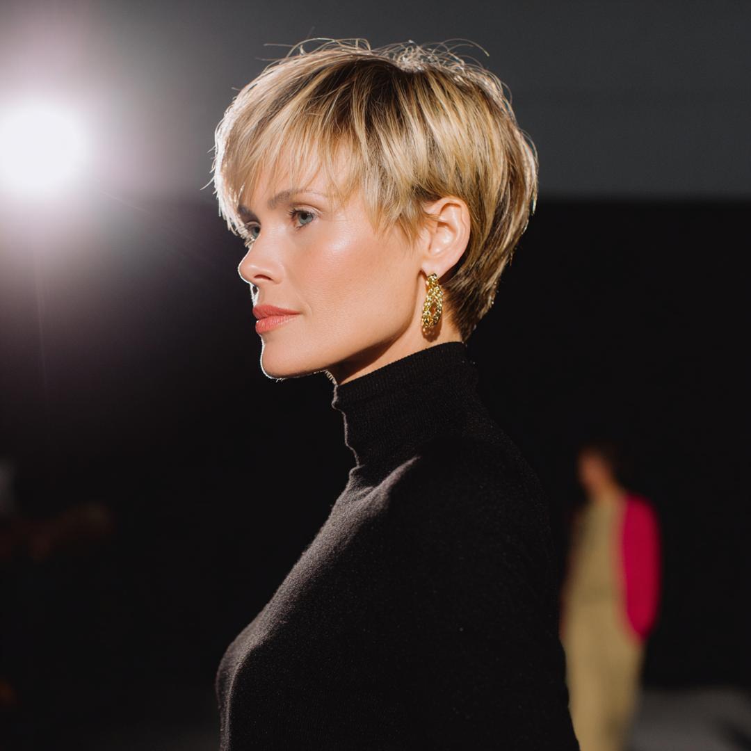 Layered Blonde Pixie With Fringe