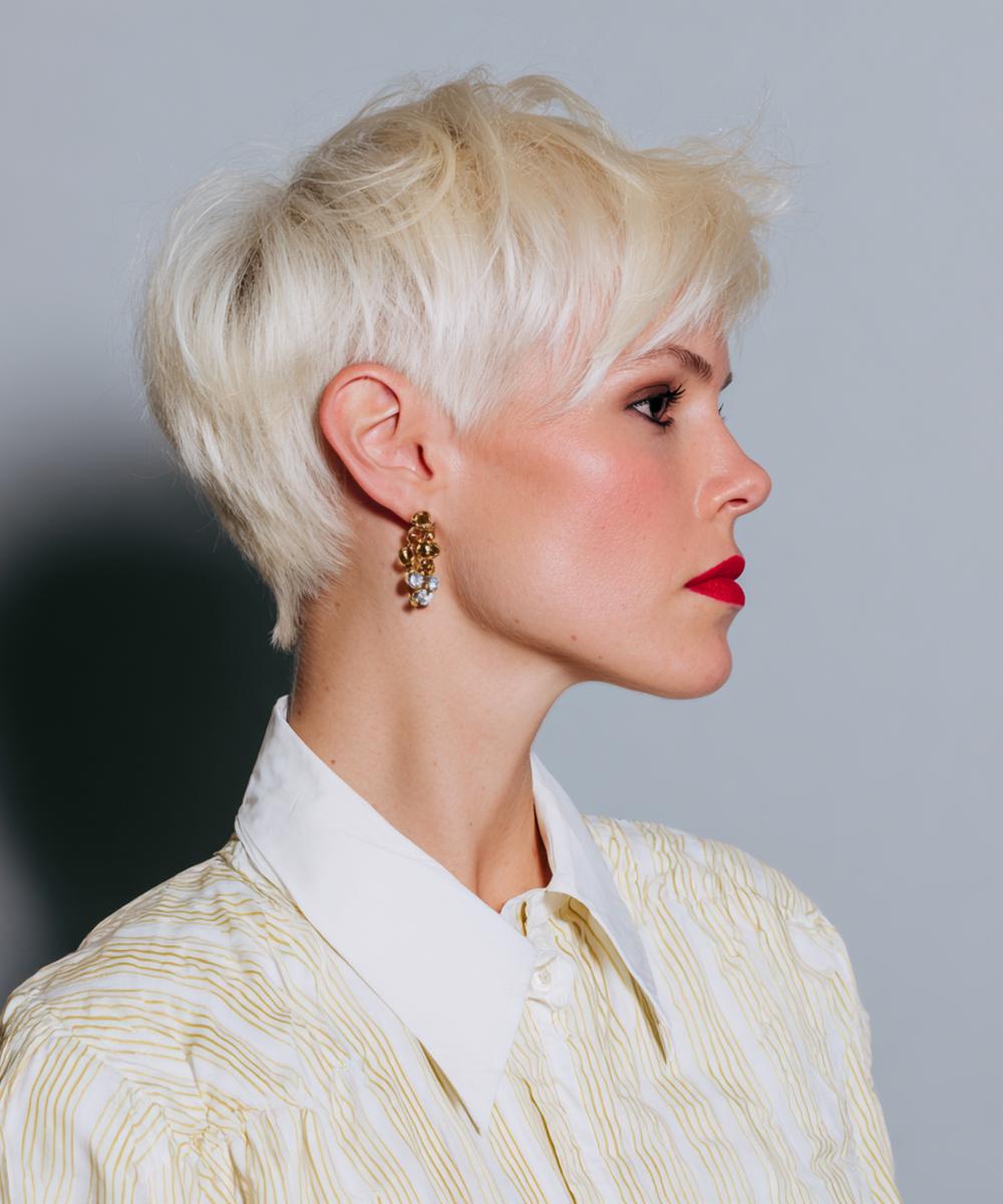 Textured Platinum Pixie Cut