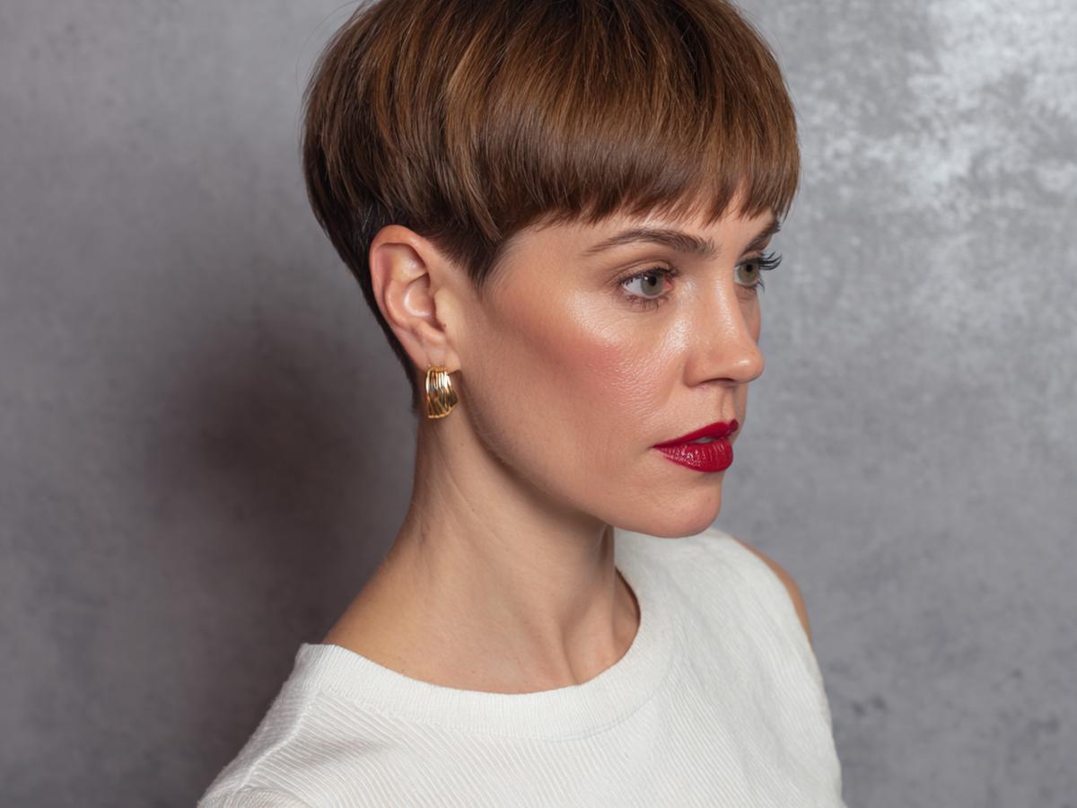 Brown Bowl Cut Pixie