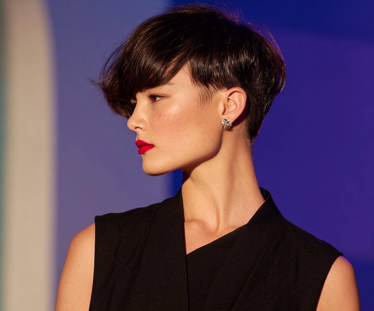 Side Swept Dark Undercut Pixie