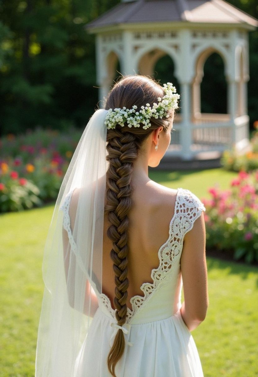 Long hair braided bridal hairstyle