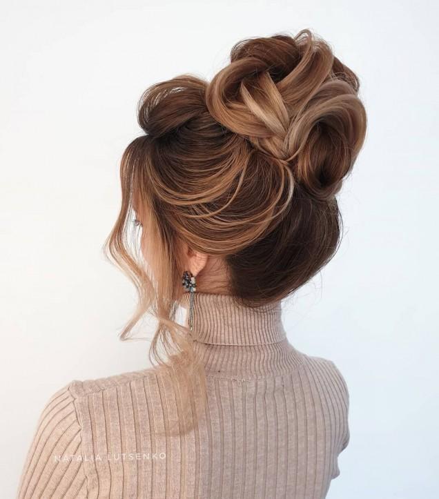 Long hair updo with elegant bun