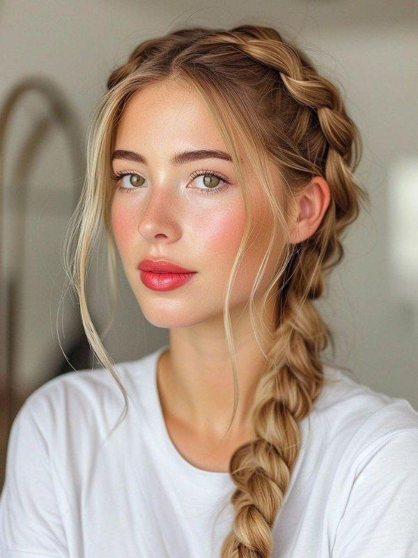 Loose plait hairstyle fine hair
