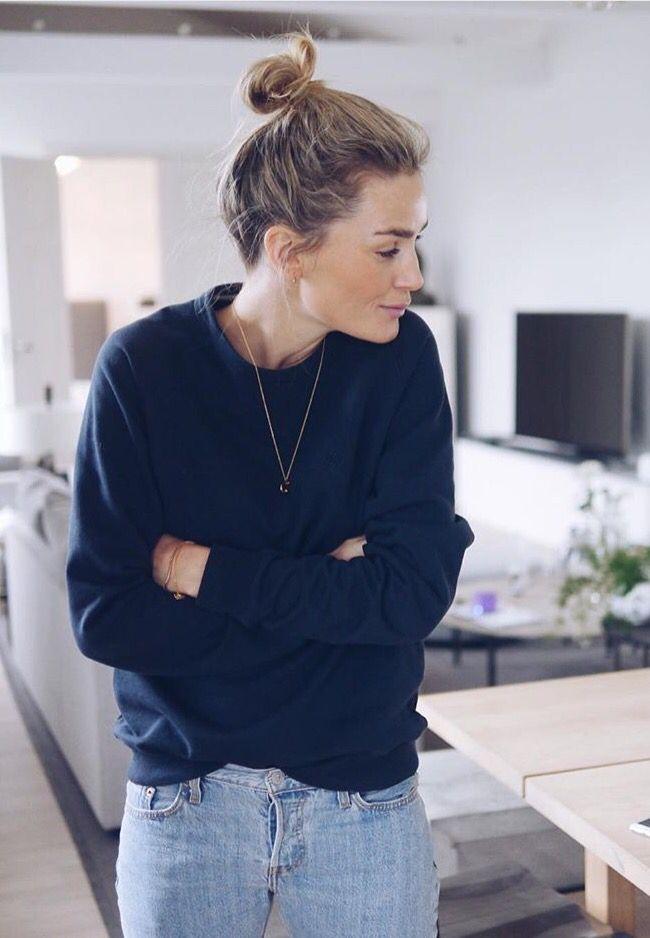 Loose bun casual outfit