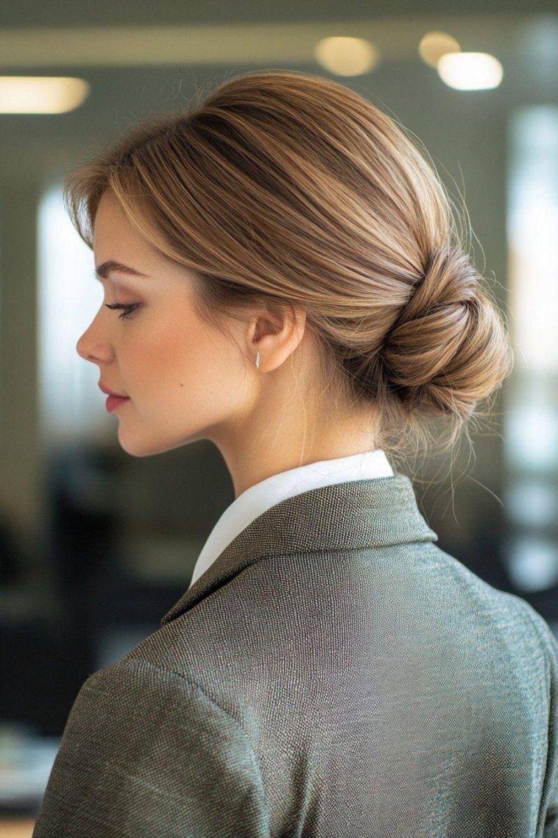 Loose bun office hairstyle