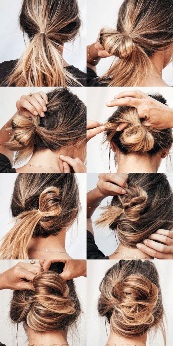 Loose bun tutorial steps