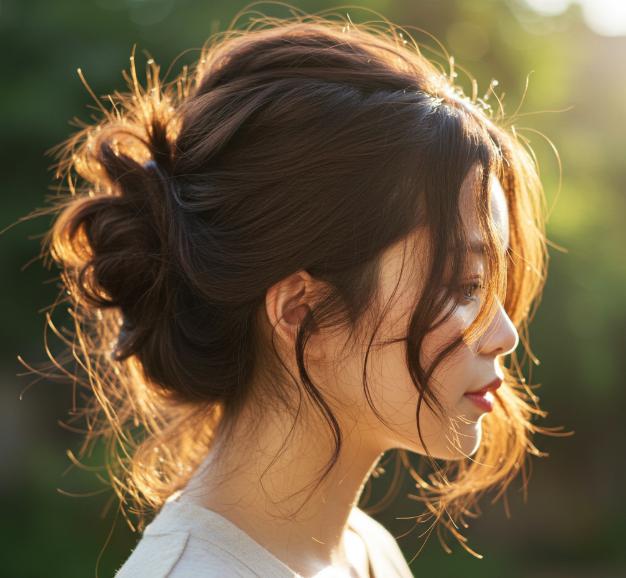 Loose bun natural texture