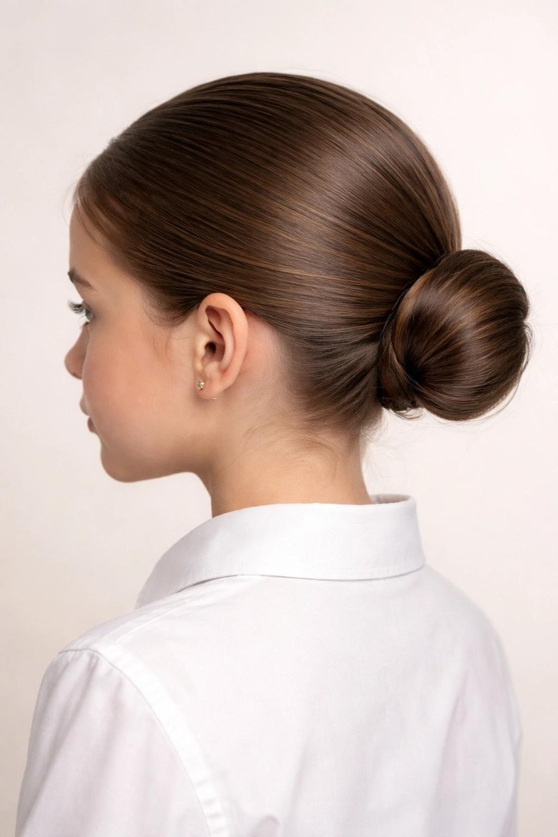 Low bun hairstyle for school