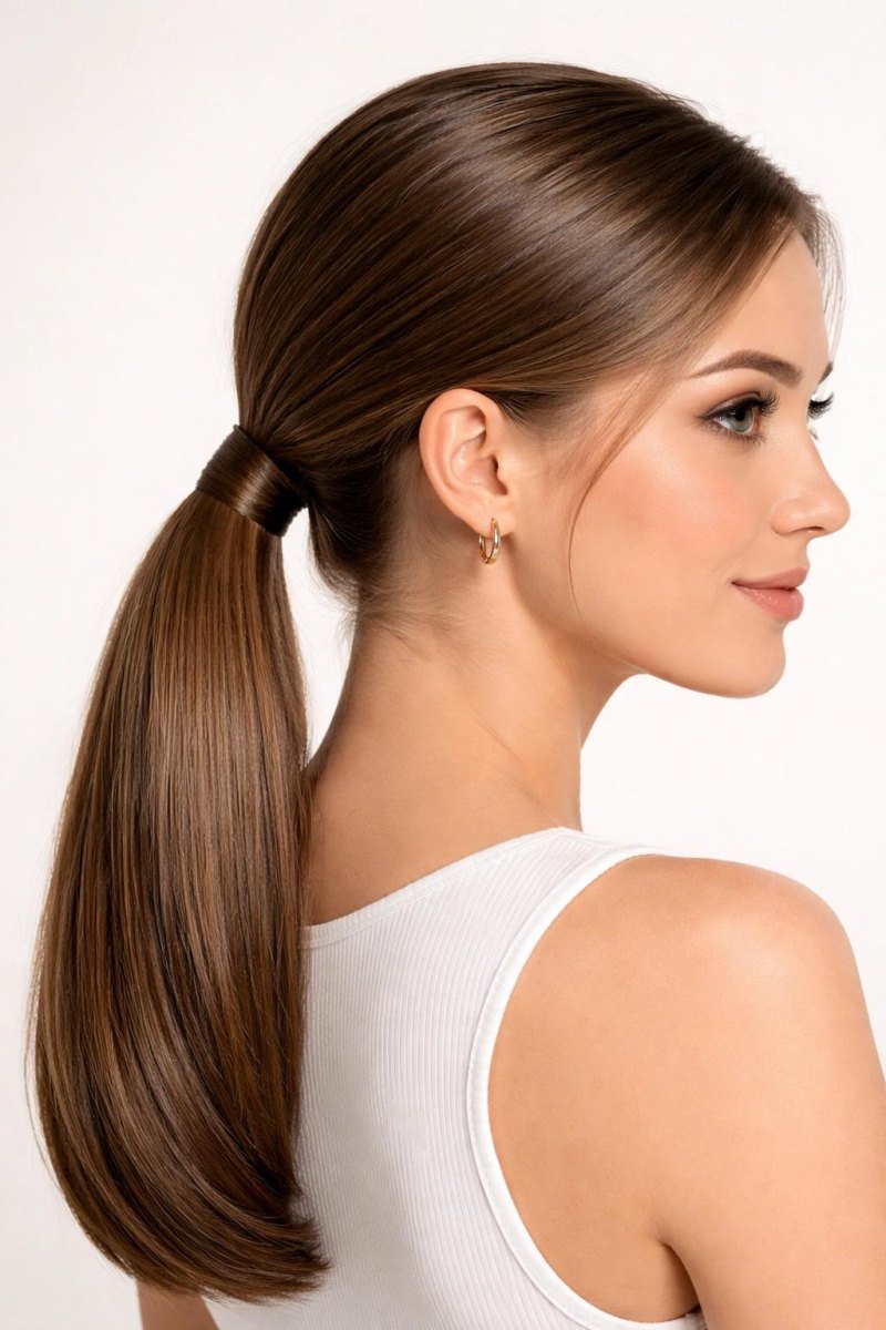 Low sleek ponytail for school