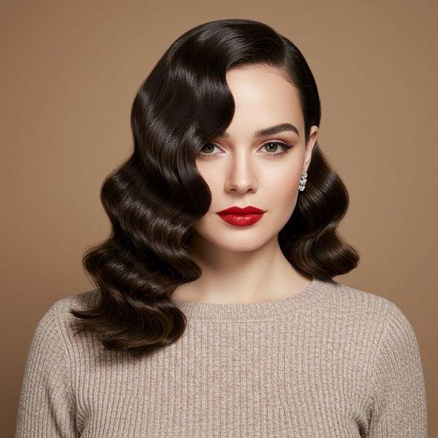 Matte vintage dark hair waves