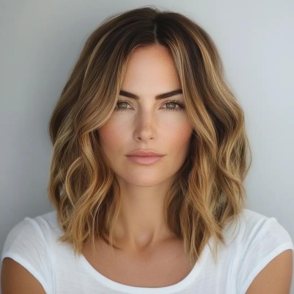 Medium hair styled into beach waves
