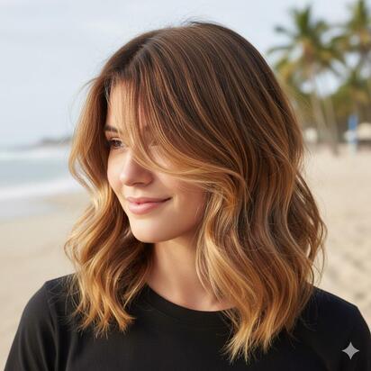 Medium hair with beach waves