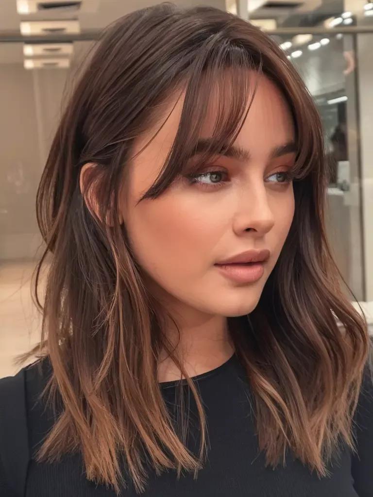 Medium hair curtain fringe