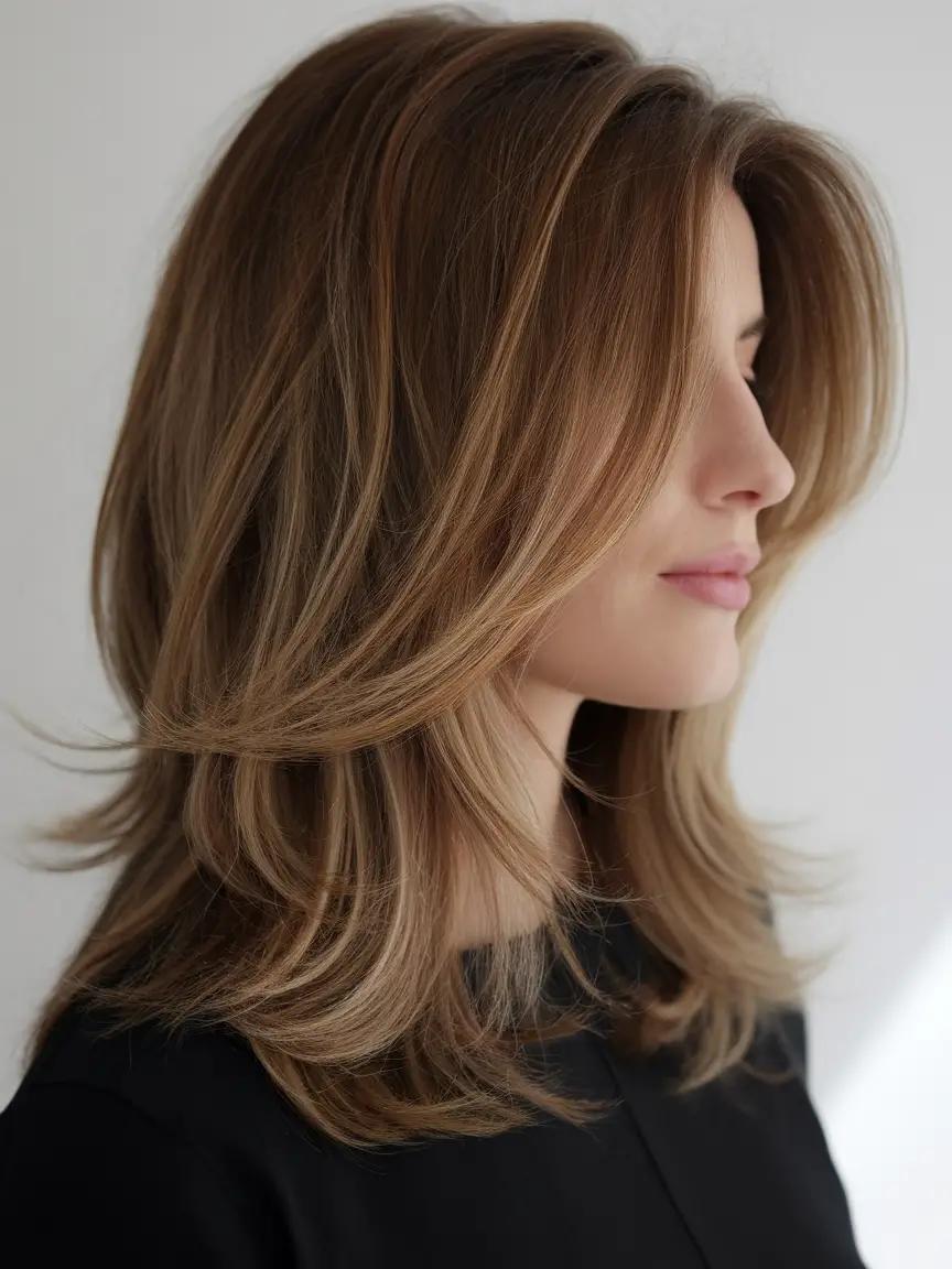 Face framing layers medium hair