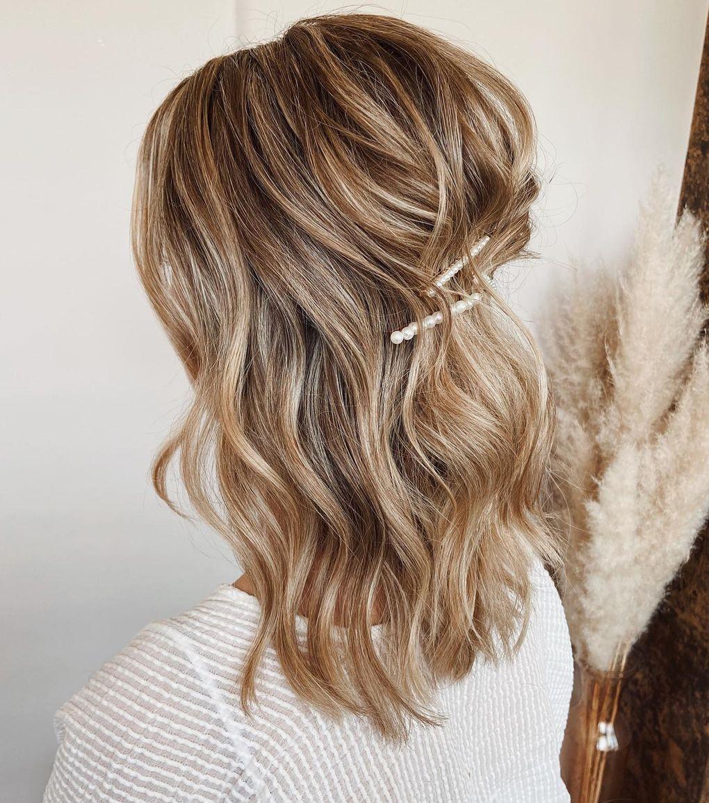 Medium length wedding hairstyle