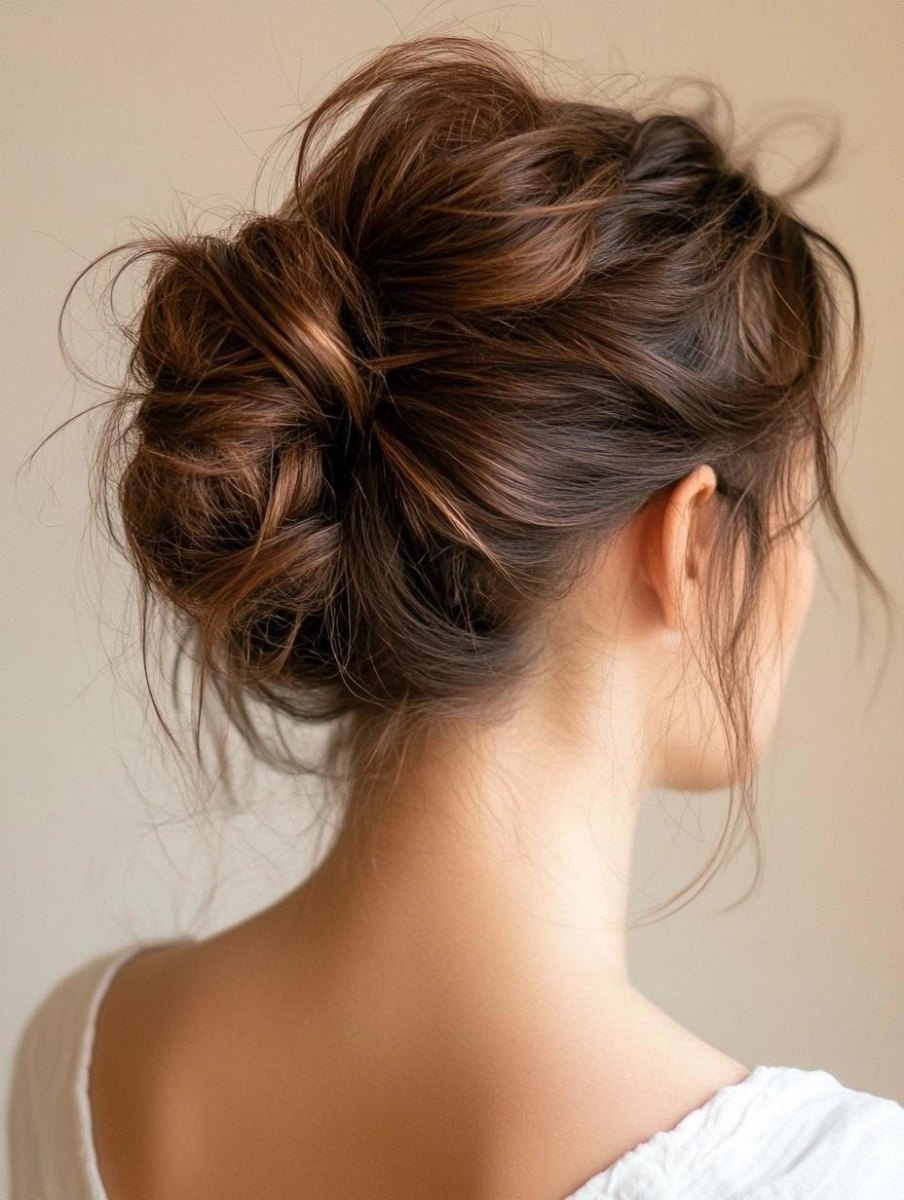 Messy bun medium hair