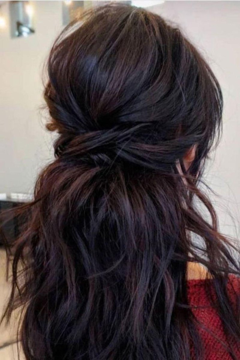 Messy textured half-up hairstyle