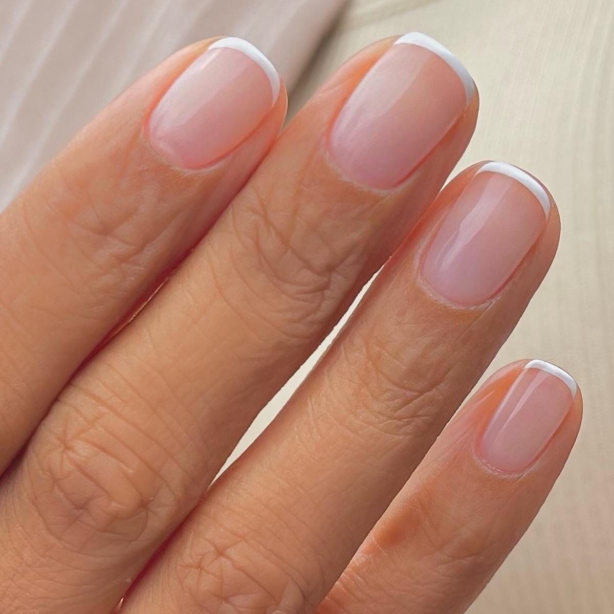 Minimal micro French tip nails