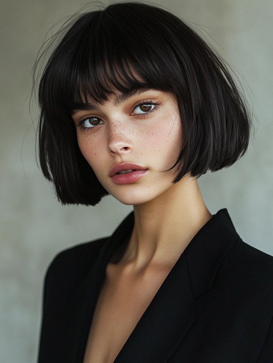 Modern French bob haircut with fringe