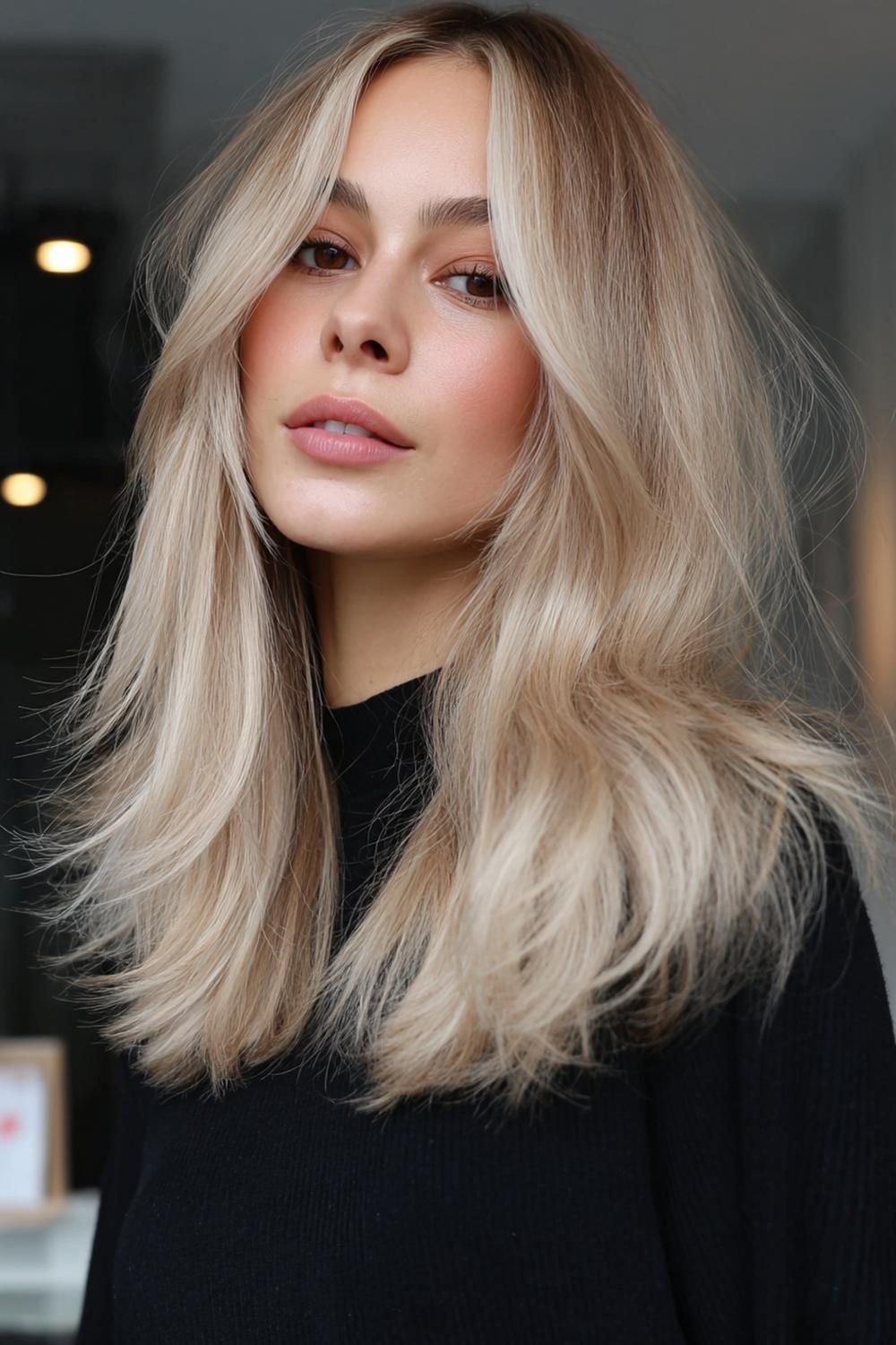 25. Modern Hair Looks 2026: Beige Blonde With Root Shadow and Soft Lived-In Ends