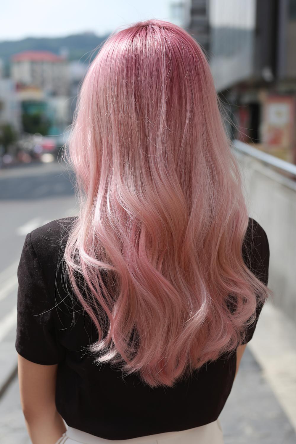29. Modern Hair Looks 2026: Pastel Rose Melt With Blurred Roots and Satin Texture