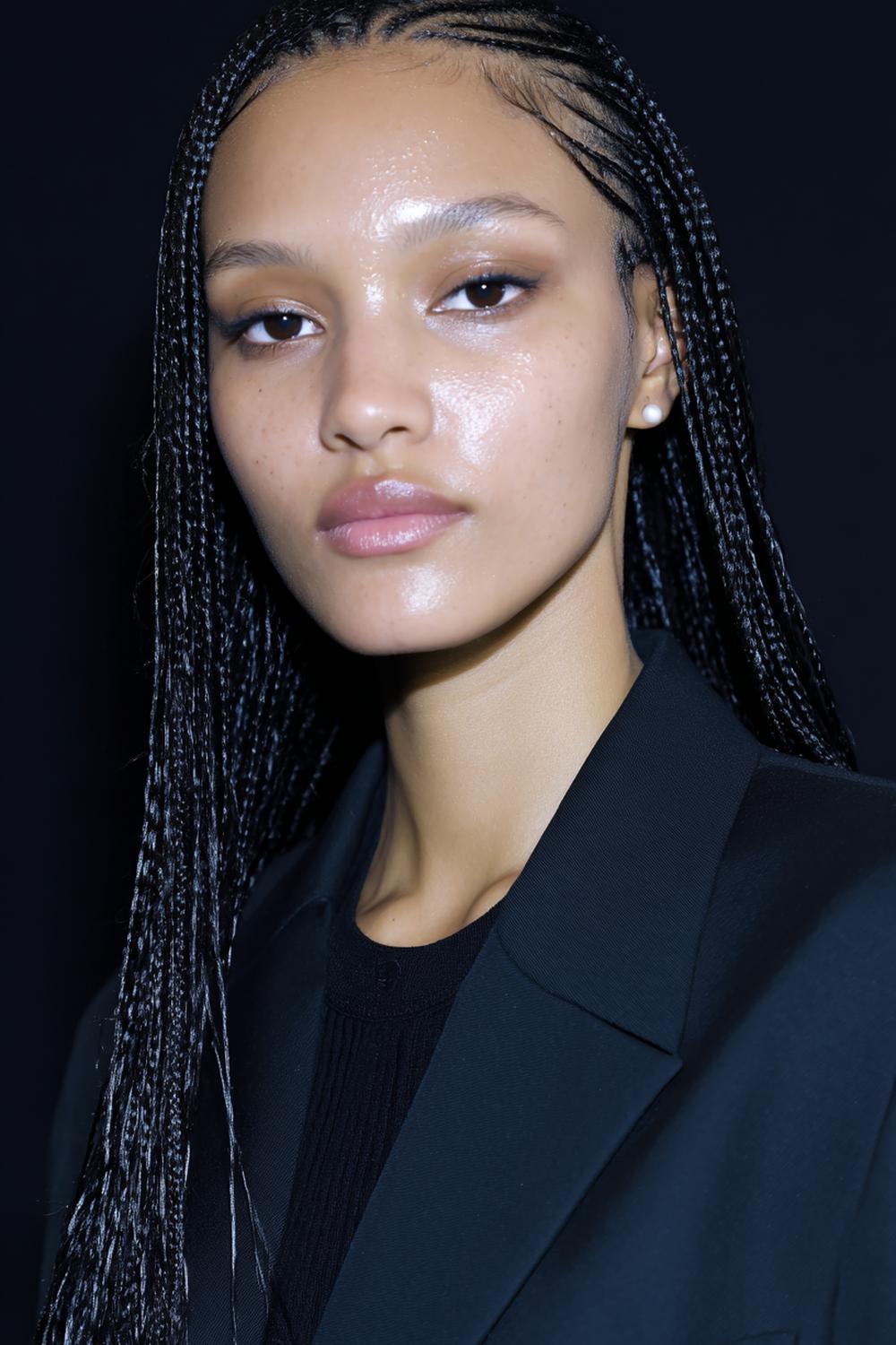 32. Modern Hair Looks 2026: Micro Braids Accent With Sleek Hair and Minimalist Part Lines