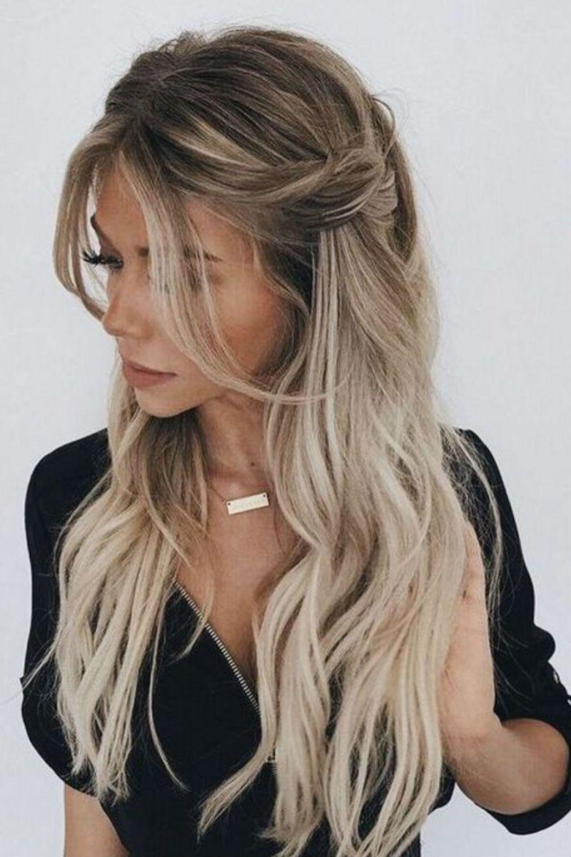 Modern trendy half-up hairstyle