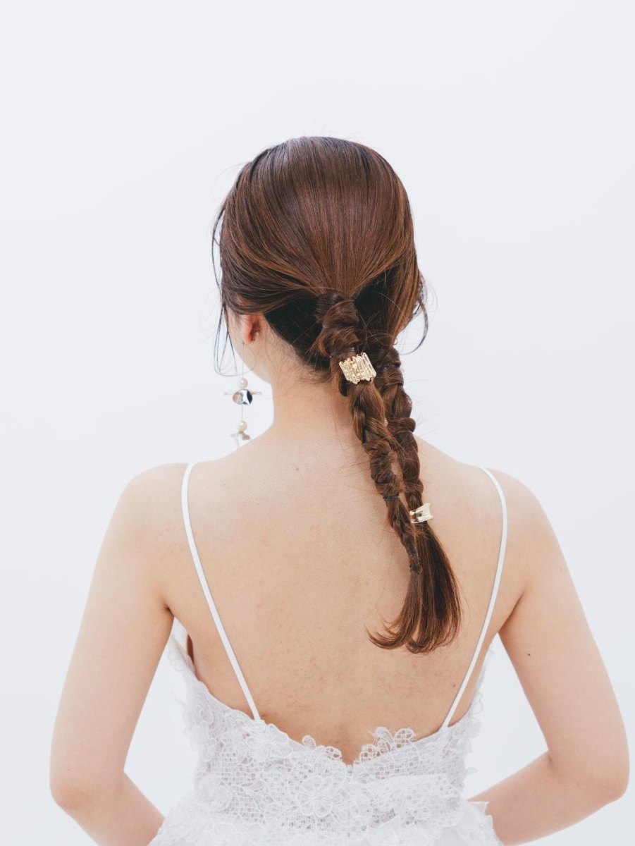 Modern minimalist braided wedding look