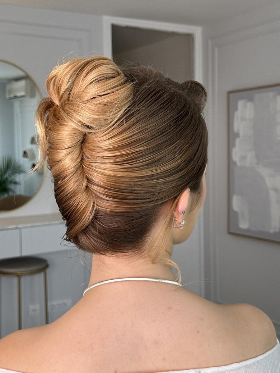 Modern twisted updo hairstyle