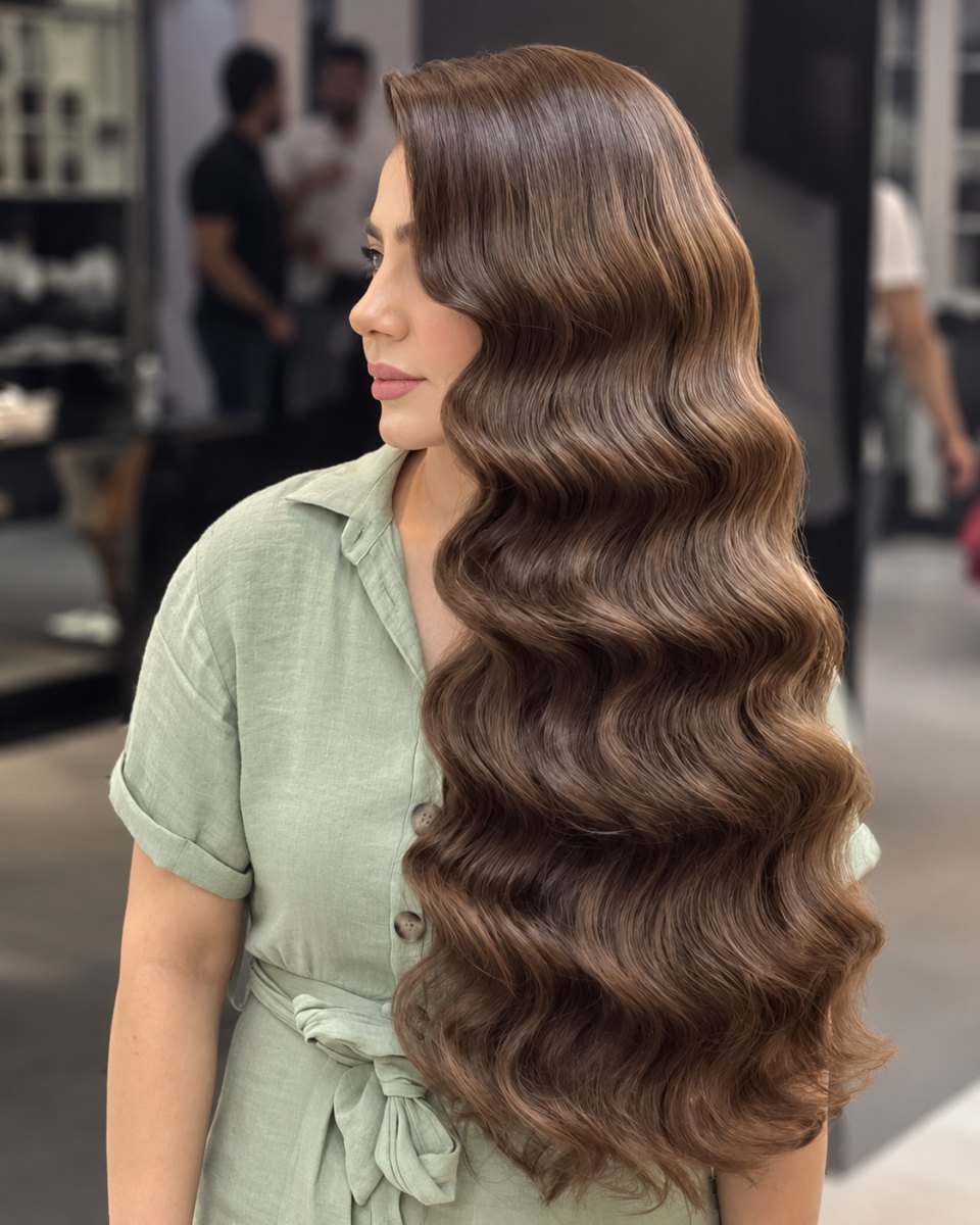 Long hair old Hollywood waves