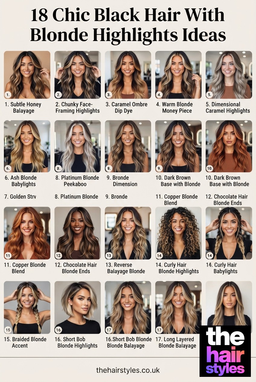 18 Chic Black Hair With Blonde Highlights Ideas