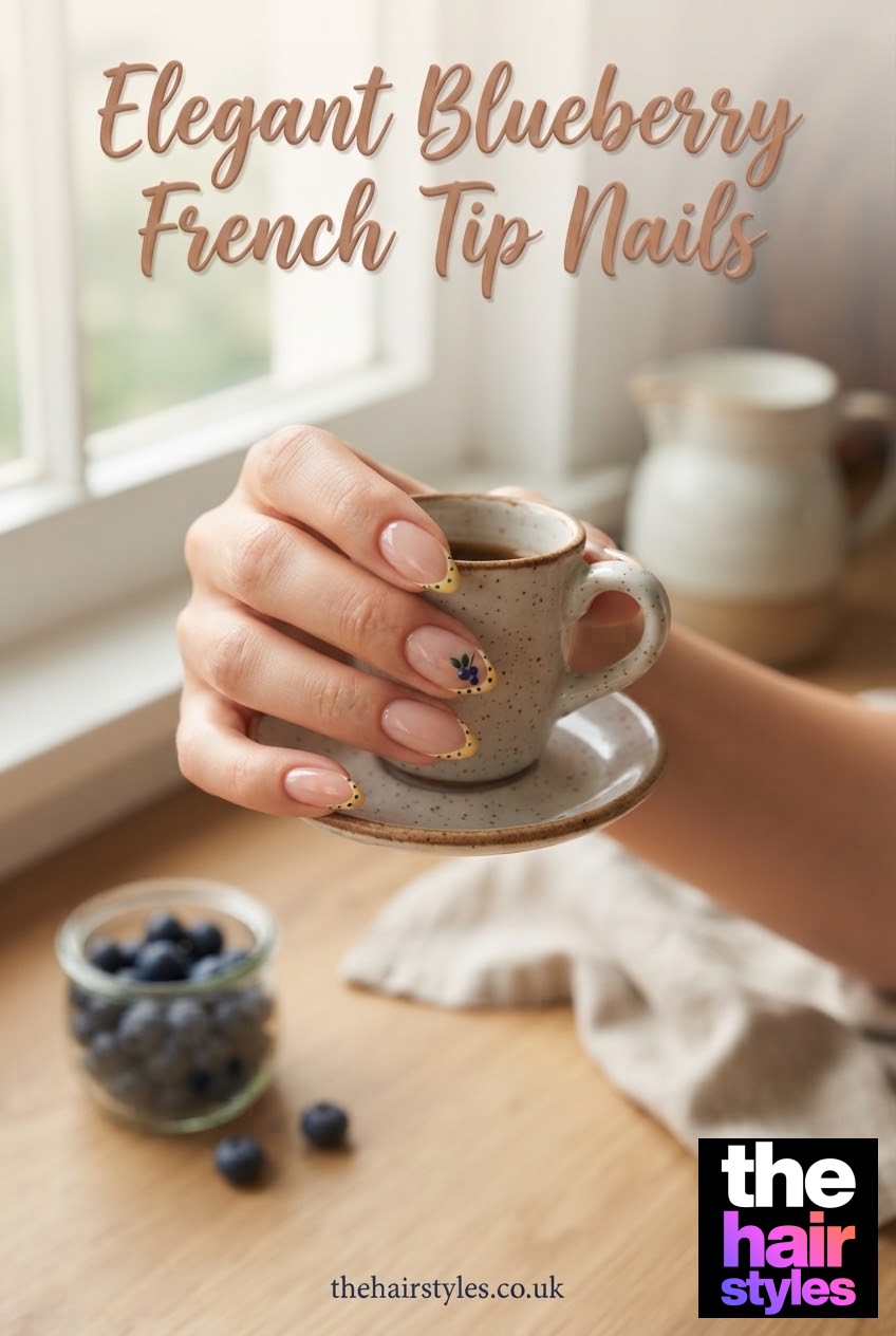 Elegant Blueberry French Tip Nails