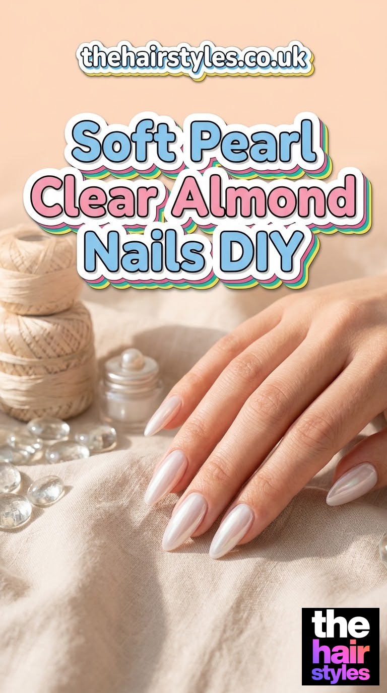 Soft Pearl Clear Almond Nails DIY