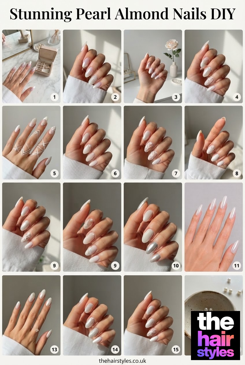 Stunning Pearl Almond Nails DIY
