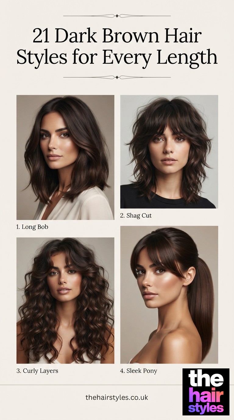 21 Dark Brown Hair Styles for Every Length