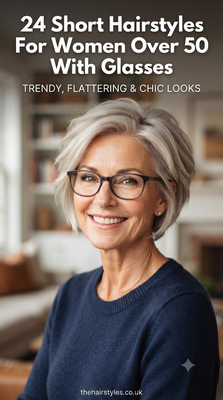 24 Short Hairstyles For Women Over 50 With Glasses
