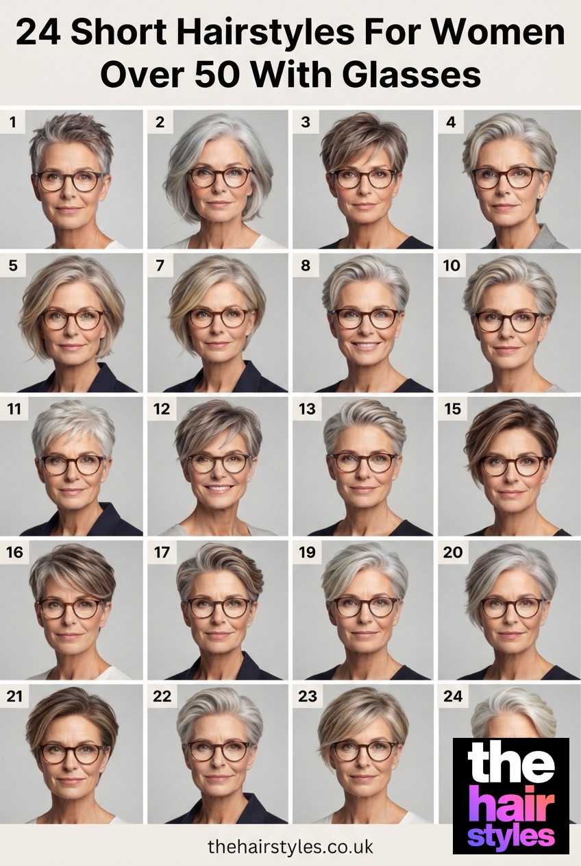24 Short Hairstyles For Women Over 50 With Glasses