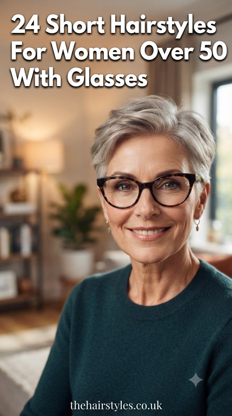 24 Short Hairstyles For Women Over 50 With Glasses