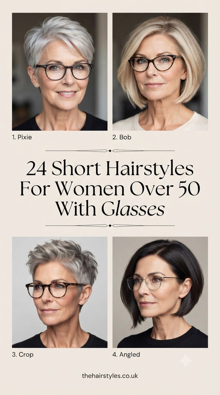 24 Short Hairstyles For Women Over 50 With Glasses