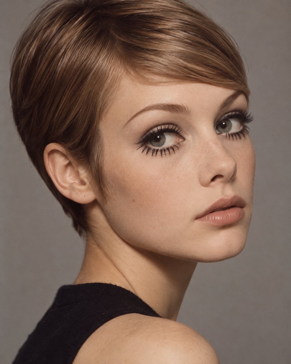 Pale matte 1960s makeup complexion