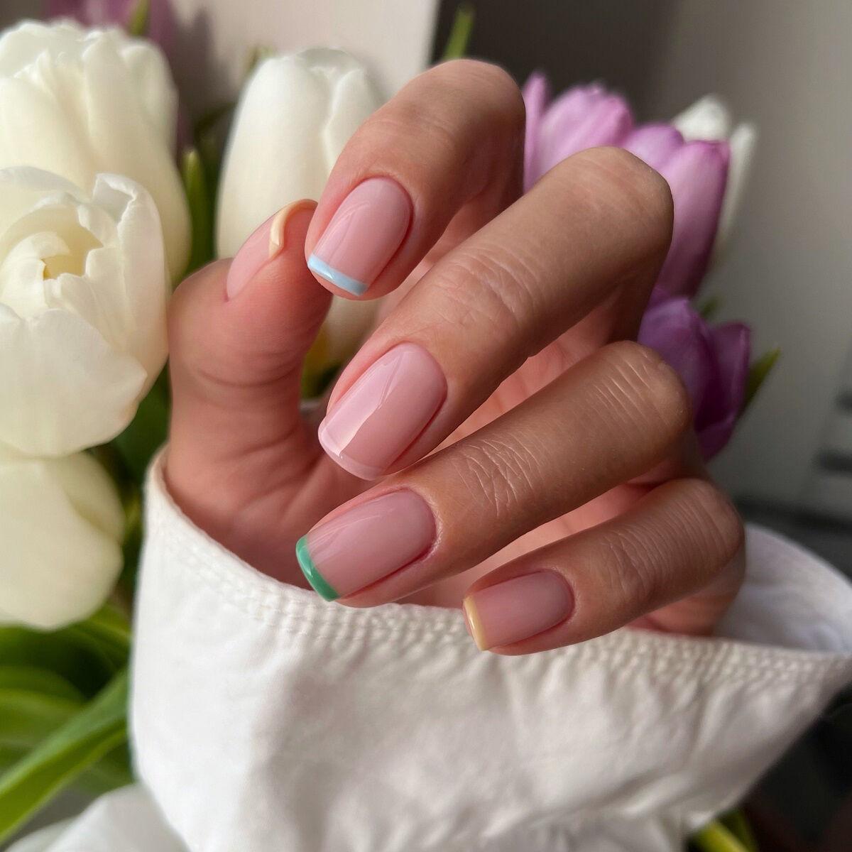 Pastel French tip nails